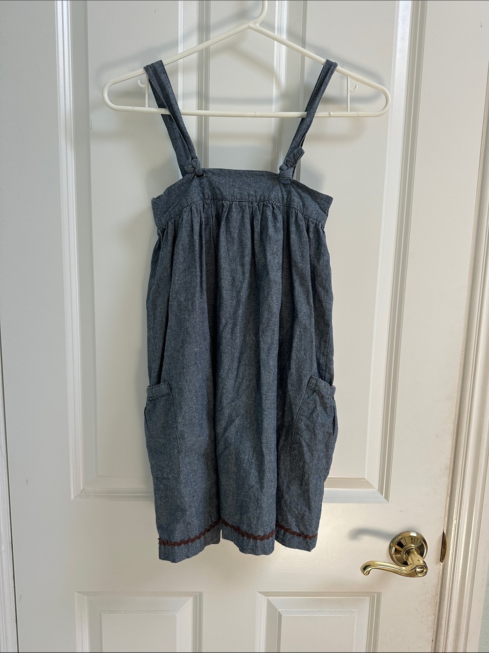 Matilda Jane Blue Chambray Pinafore Jumper Dress with Pockets
